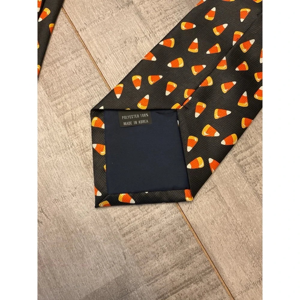 Candy Corn Black Halloween Neck Tie‎